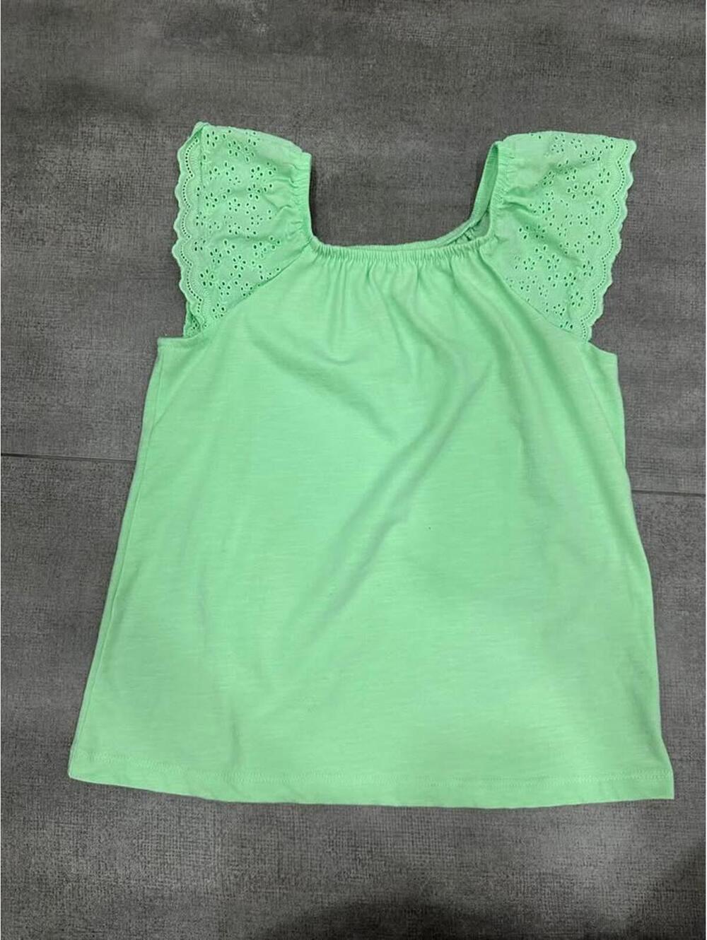 Girls • Cat & Jack Mint Green Eyelet Flutter Sleeve Top Size M (8)